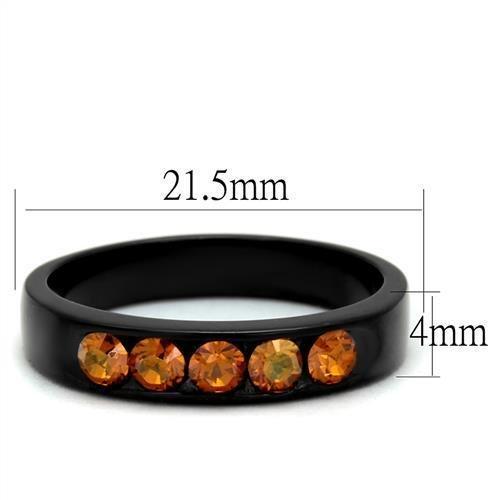 TK2206 - IP Black(Ion Plating) Stainless Steel Ring with Top Grade Crystal  in Champagne - Joyeria Lady