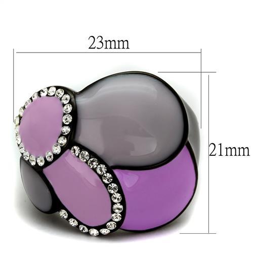 TK2215 - IP Black(Ion Plating) Stainless Steel Ring with Top Grade Crystal  in Clear - Joyeria Lady