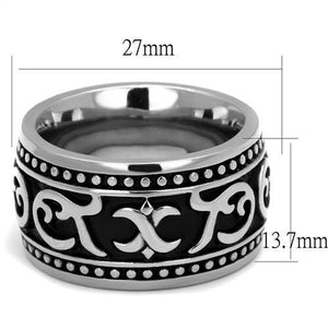TK2233 High polished (no plating) Stainless Steel Ring with Epoxy in Jet