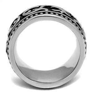 TK2233 High polished (no plating) Stainless Steel Ring with Epoxy in Jet