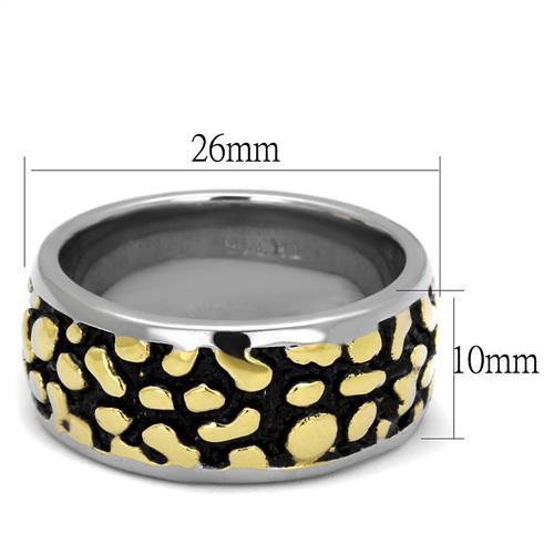 TK2238 Two-Tone IP Gold (Ion Plating) Stainless Steel Ring with Epoxy in Jet - Joyeria Lady
