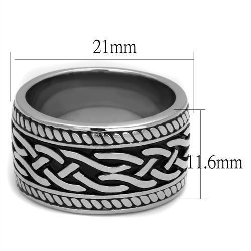 TK2239 High polished (no plating) Stainless Steel Ring with Epoxy in Jet - Joyeria Lady