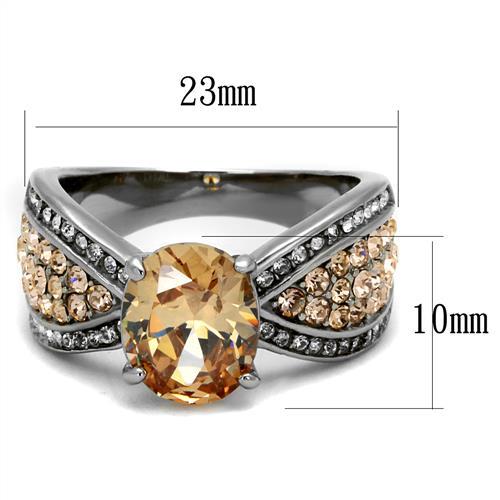 TK2249 - High polished (no plating) Stainless Steel Ring with AAA Grade CZ  in Champagne - Joyeria Lady