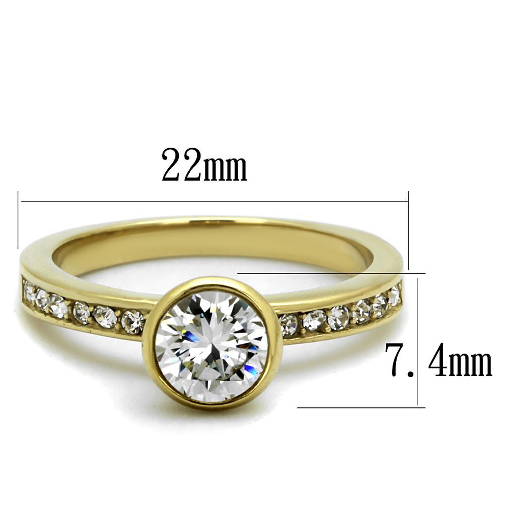 TK2254 - IP Gold(Ion Plating) Stainless Steel Ring with AAA Grade CZ  in Clear - Joyeria Lady