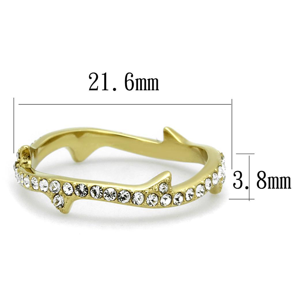 TK2255 - IP Gold(Ion Plating) Stainless Steel Ring with Top Grade Crystal  in Clear - Joyeria Lady