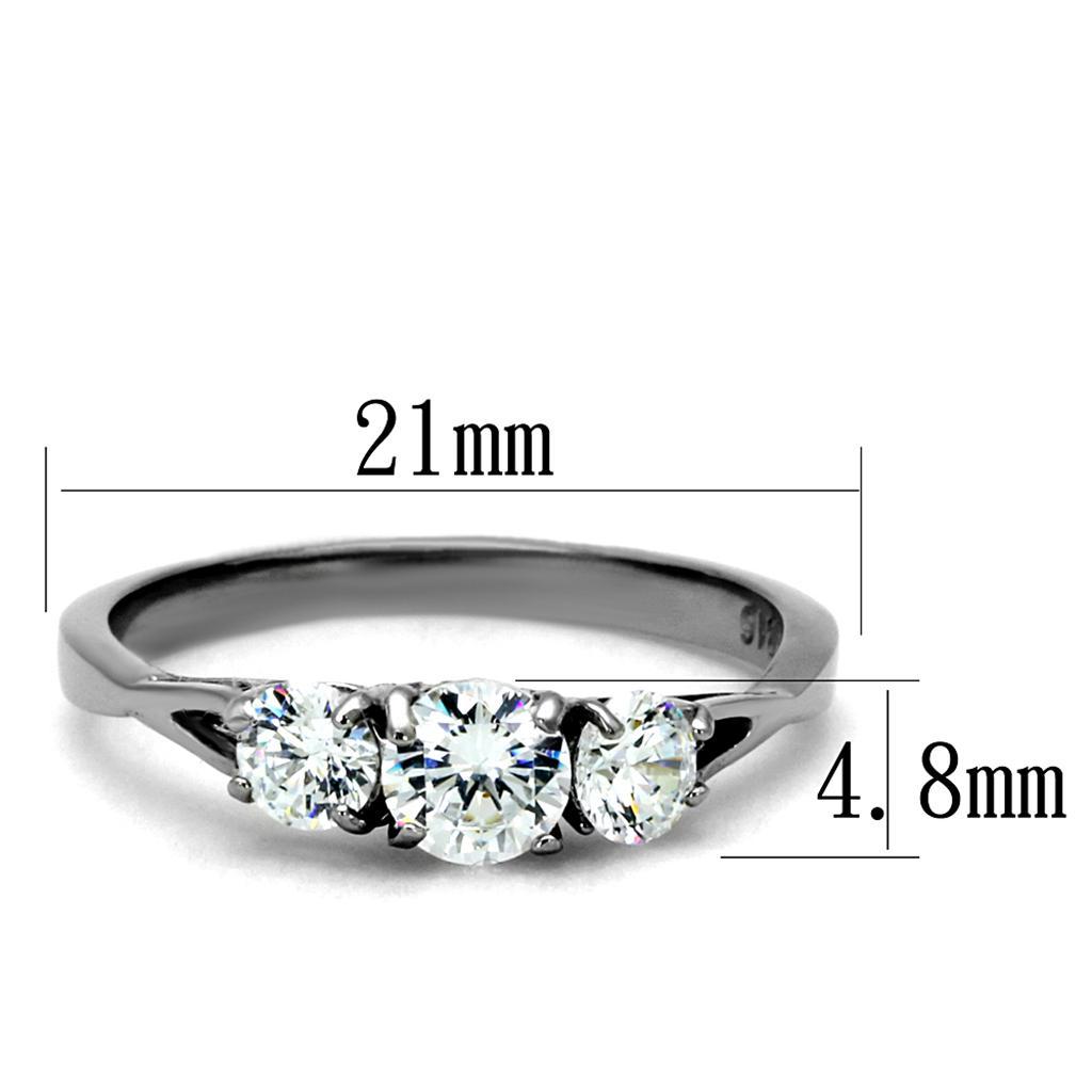 TK2260 - High polished (no plating) Stainless Steel Ring with AAA Grade CZ  in Clear - Joyeria Lady