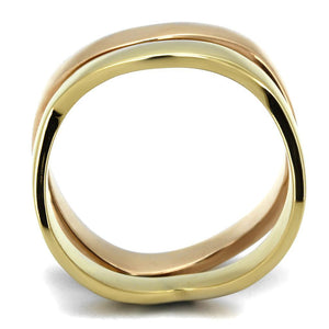 TK2265 - IP Gold & IP Rose Gold (Ion Plating) Stainless Steel Ring with No Stone
