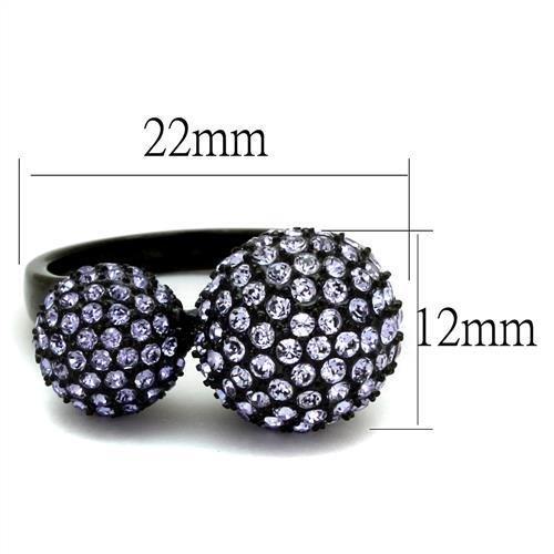 TK2285 - IP Black(Ion Plating) Stainless Steel Ring with Top Grade Crystal  in Multi Color - Joyeria Lady