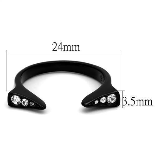 TK2287 - IP Black(Ion Plating) Stainless Steel Ring with Top Grade Crystal  in Clear - Joyeria Lady
