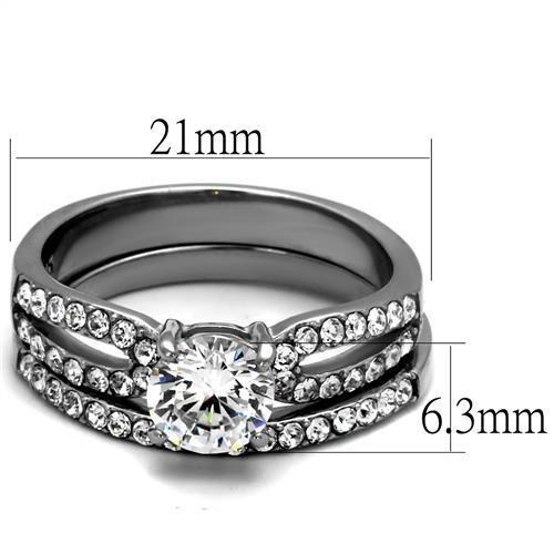 TK2292 - High polished (no plating) Stainless Steel Ring with AAA Grade CZ  in Clear - Joyeria Lady