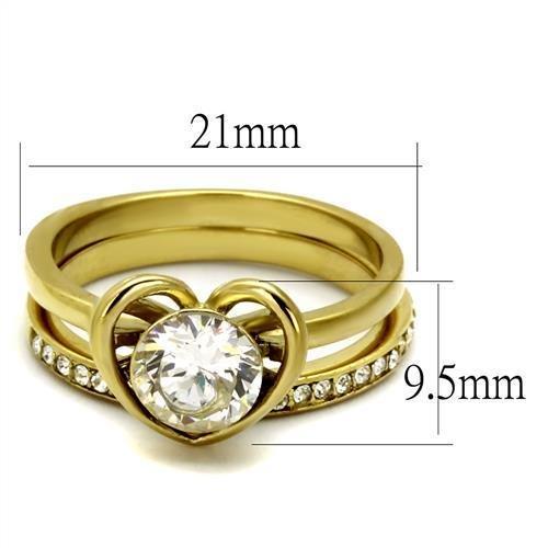 TK2295 - IP Gold(Ion Plating) Stainless Steel Ring with AAA Grade CZ  in Clear - Joyeria Lady