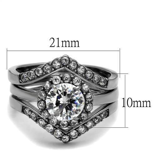 TK2297 - High polished (no plating) Stainless Steel Ring with AAA Grade CZ  in Clear - Joyeria Lady
