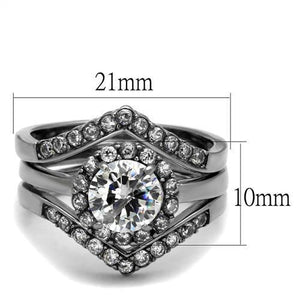 TK2297 - High polished (no plating) Stainless Steel Ring with AAA Grade CZ  in Clear