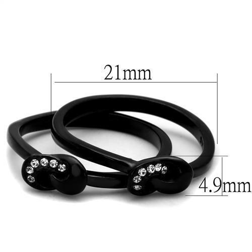 TK2300 - IP Black(Ion Plating) Stainless Steel Ring with Top Grade Crystal  in Clear - Joyeria Lady
