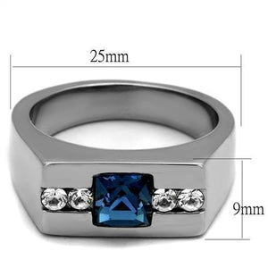 TK2307 High polished (no plating) Stainless Steel Ring with Top Grade Crystal in Aquamarine
