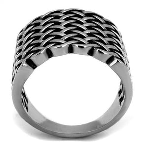 TK2333 High polished (no plating) Stainless Steel Ring with Epoxy in Jet