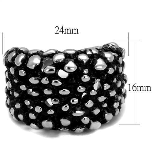 TK2334 High polished (no plating) Stainless Steel Ring with Epoxy in Jet - Joyeria Lady