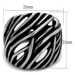 TK2338 High polished (no plating) Stainless Steel Ring with Epoxy in Jet