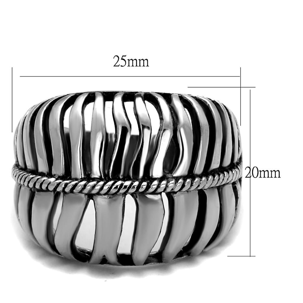 TK2341 High polished (no plating) Stainless Steel Ring with Epoxy in Jet - Joyeria Lady