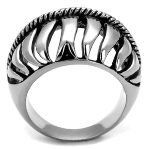 TK2341 High polished (no plating) Stainless Steel Ring with Epoxy in Jet