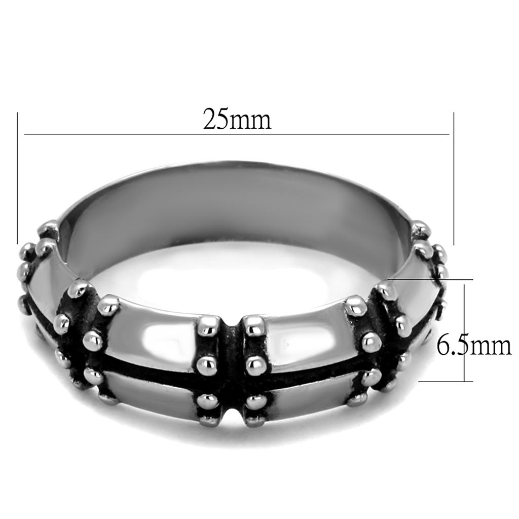 TK2342 High polished (no plating) Stainless Steel Ring with Epoxy in Jet - Joyeria Lady