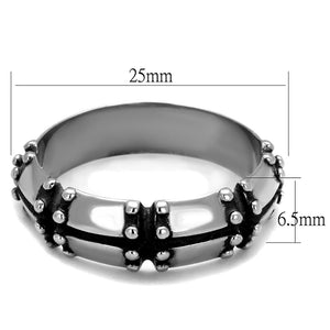 TK2342 High polished (no plating) Stainless Steel Ring with Epoxy in Jet