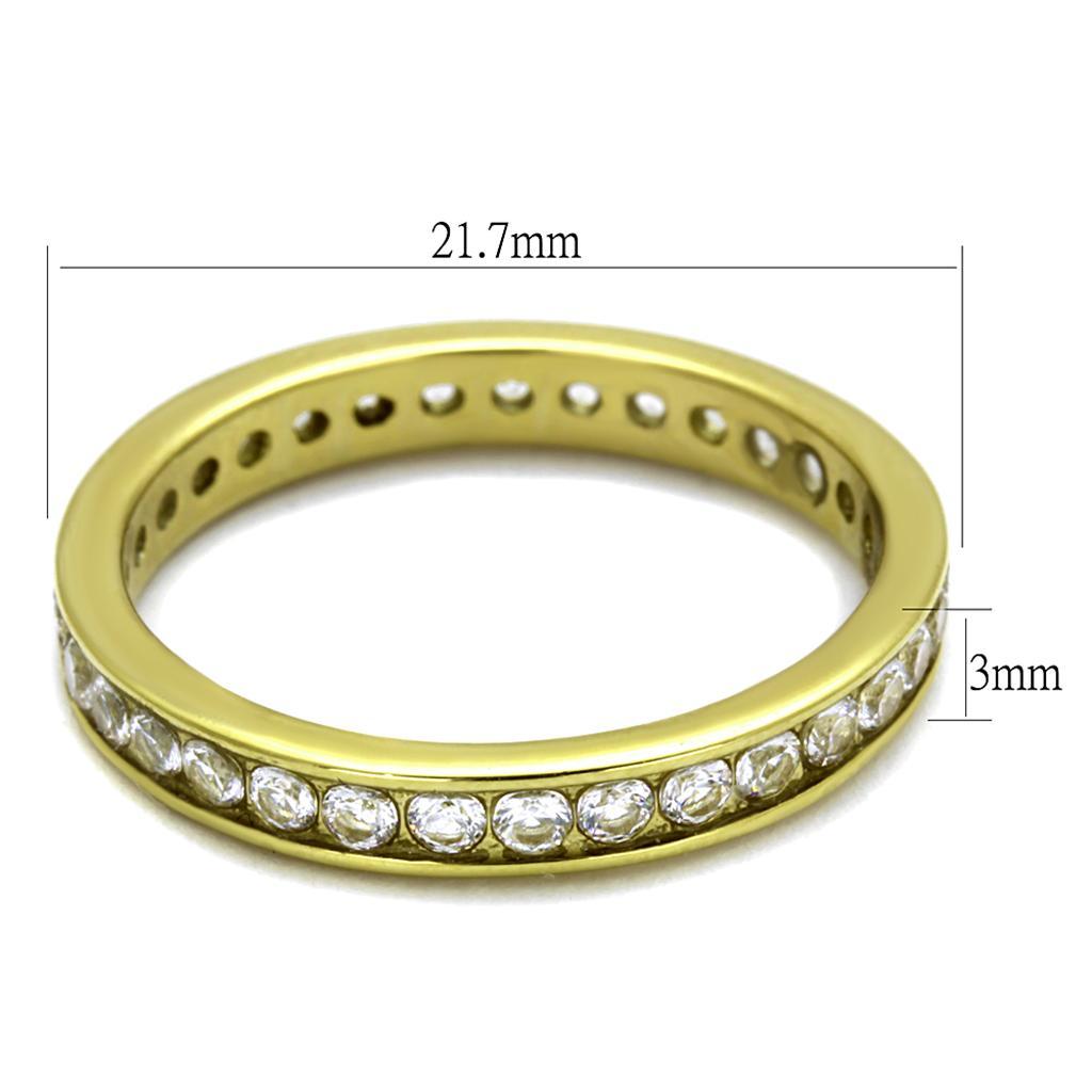 TK2343G - IP Gold(Ion Plating) Stainless Steel Ring with AAA Grade CZ  in Clear - Joyeria Lady