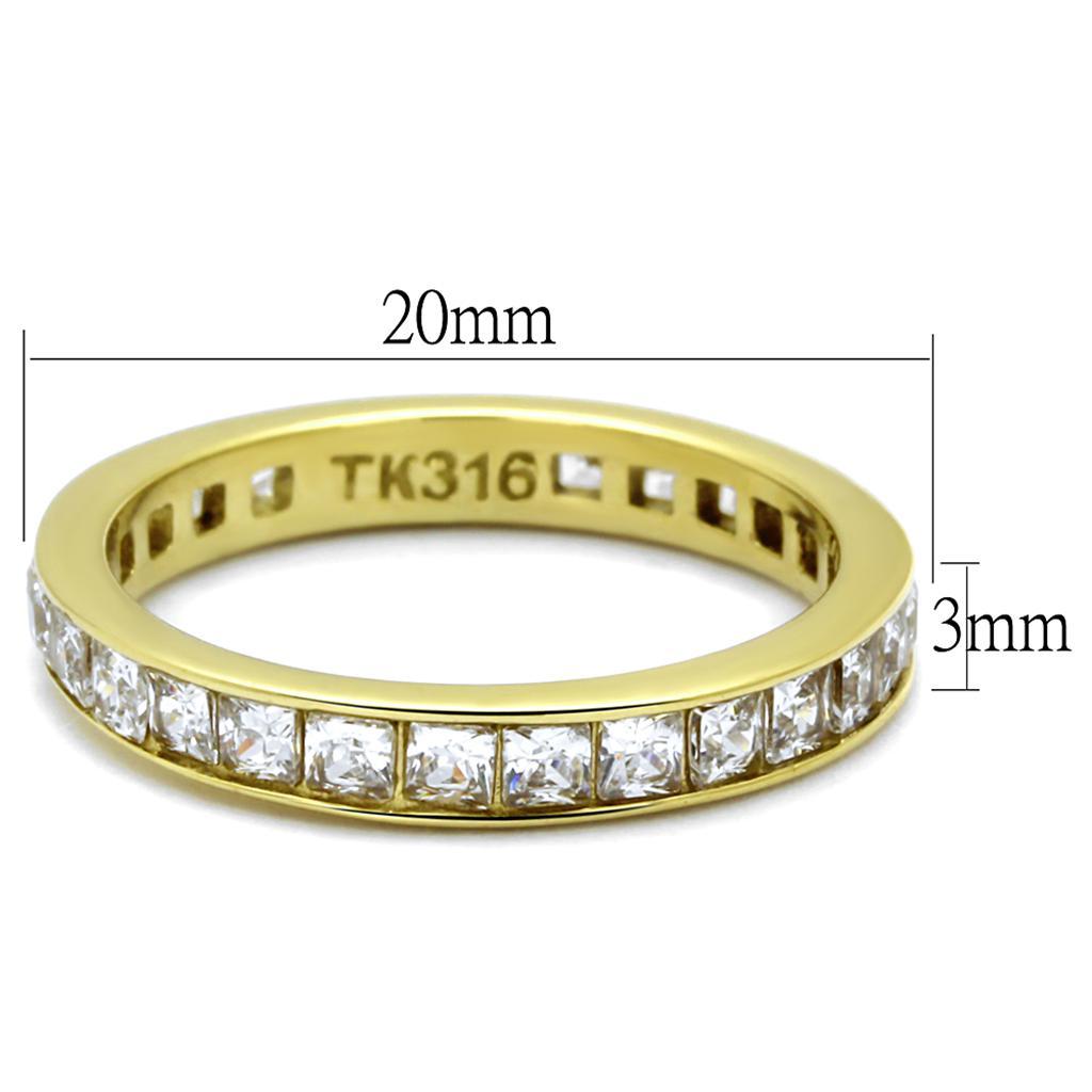 TK2344G - IP Gold(Ion Plating) Stainless Steel Ring with AAA Grade CZ  in Clear - Joyeria Lady