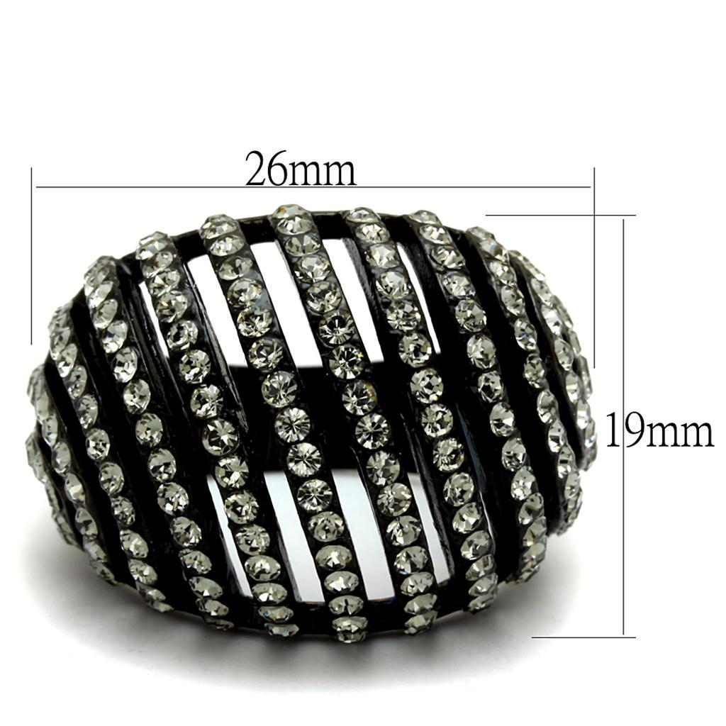 TK2345 - IP Black(Ion Plating) Stainless Steel Ring with Top Grade Crystal  in Black Diamond - Joyeria Lady