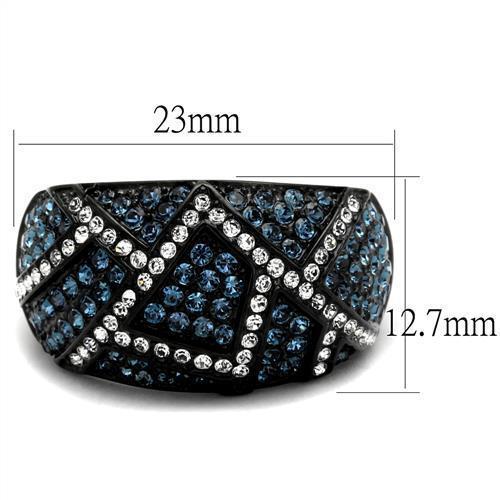 TK2353 - IP Black(Ion Plating) Stainless Steel Ring with Top Grade Crystal  in Montana - Joyeria Lady