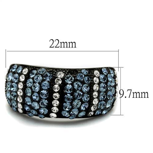 TK2355 - IP Black(Ion Plating) Stainless Steel Ring with Top Grade Crystal  in Montana - Joyeria Lady