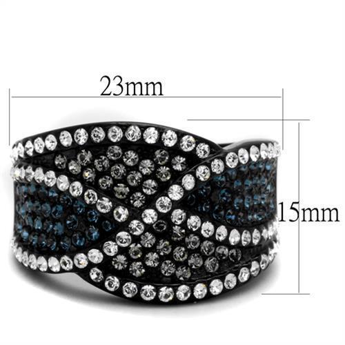 TK2357 - IP Black(Ion Plating) Stainless Steel Ring with Top Grade Crystal  in Montana - Joyeria Lady