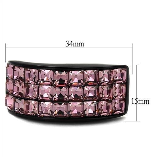 TK2359 - IP Black(Ion Plating) Stainless Steel Ring with Top Grade Crystal  in Light Rose - Joyeria Lady