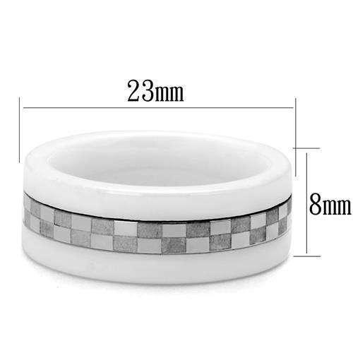 TK2403 - High polished (no plating) Stainless Steel Ring with Ceramic  in White - Joyeria Lady