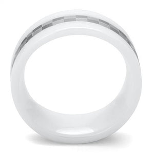 TK2403 - High polished (no plating) Stainless Steel Ring with Ceramic  in White