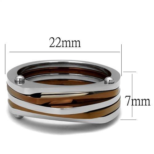 TK2404 - Two Tone IP Light Brown (IP Light coffee) Stainless Steel Ring with No Stone - Joyeria Lady