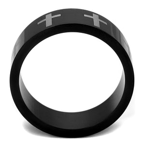 TK2410 Two-Tone IP Black (Ion Plating) Stainless Steel Ring with No Stone in No Stone
