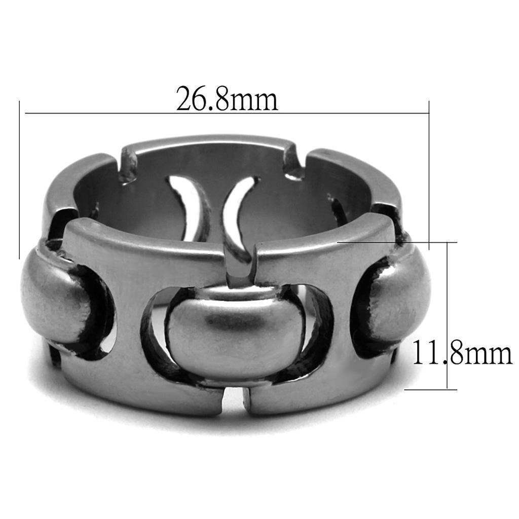 TK2421 - Antique Silver Stainless Steel Ring with Epoxy  in Jet - Joyeria Lady