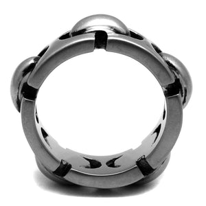 TK2421 - Antique Silver Stainless Steel Ring with Epoxy  in Jet