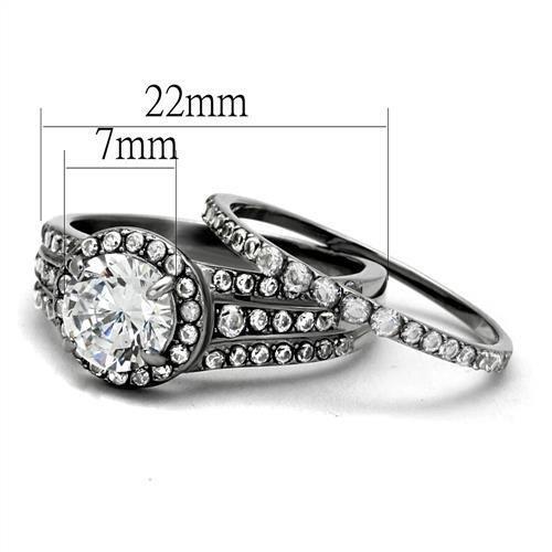 TK2476 - High polished (no plating) Stainless Steel Ring with AAA Grade CZ  in Clear - Joyeria Lady