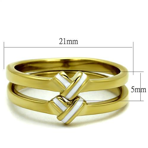 TK2494 - IP Gold(Ion Plating) Stainless Steel Ring with Epoxy  in White - Joyeria Lady