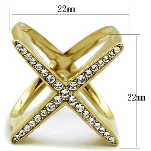 TK2497 - IP Gold(Ion Plating) Stainless Steel Ring with Top Grade Crystal  in Clear - Joyeria Lady