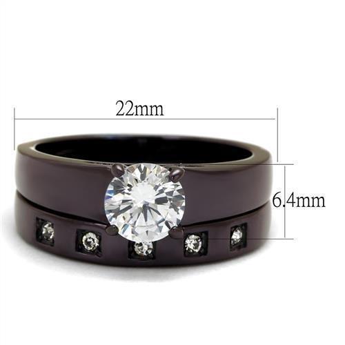TK2547 - IP Dark Brown (IP coffee) Stainless Steel Ring with AAA Grade CZ  in Clear - Joyeria Lady