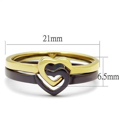 TK2548 - IP Gold & IP Dark Brown (IP coffee) Stainless Steel Ring with No Stone - Joyeria Lady