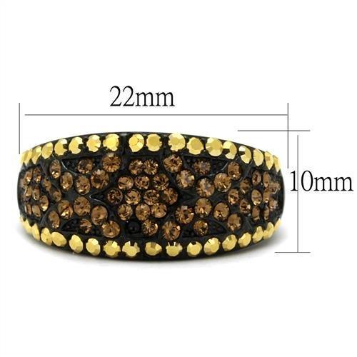 TK2552 - IP Black(Ion Plating) Stainless Steel Ring with Top Grade Crystal  in Multi Color - Joyeria Lady