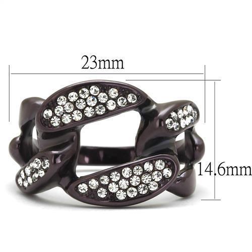 TK2558 - IP Dark Brown (IP coffee) Stainless Steel Ring with Top Grade Crystal  in Clear - Joyeria Lady