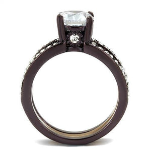 TK2560 IP Dark Brown (IP coffee) & IP light Coffee Stainless Steel Ring with AAA Grade CZ in Clear