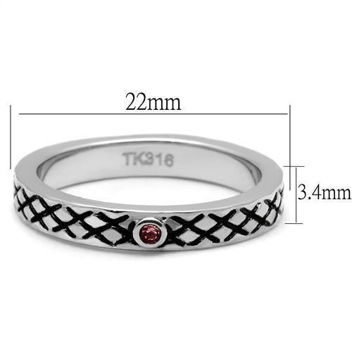 TK2566 - High polished (no plating) Stainless Steel Ring with Top Grade Crystal  in Rose - Joyeria Lady