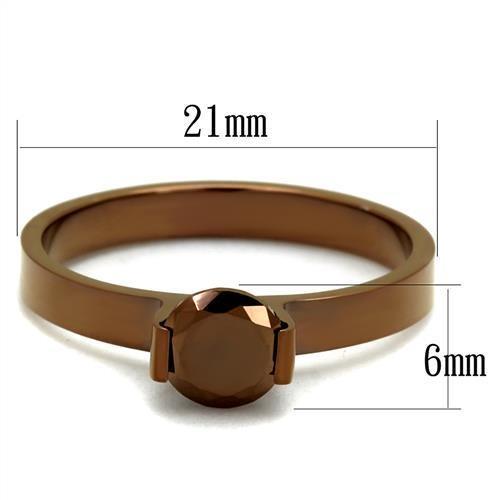 TK2593 - IP Coffee light Stainless Steel Ring with AAA Grade CZ  in Light Coffee - Joyeria Lady