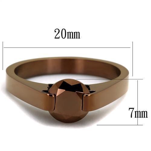 TK2594 - IP Coffee light Stainless Steel Ring with AAA Grade CZ  in Light Coffee - Joyeria Lady